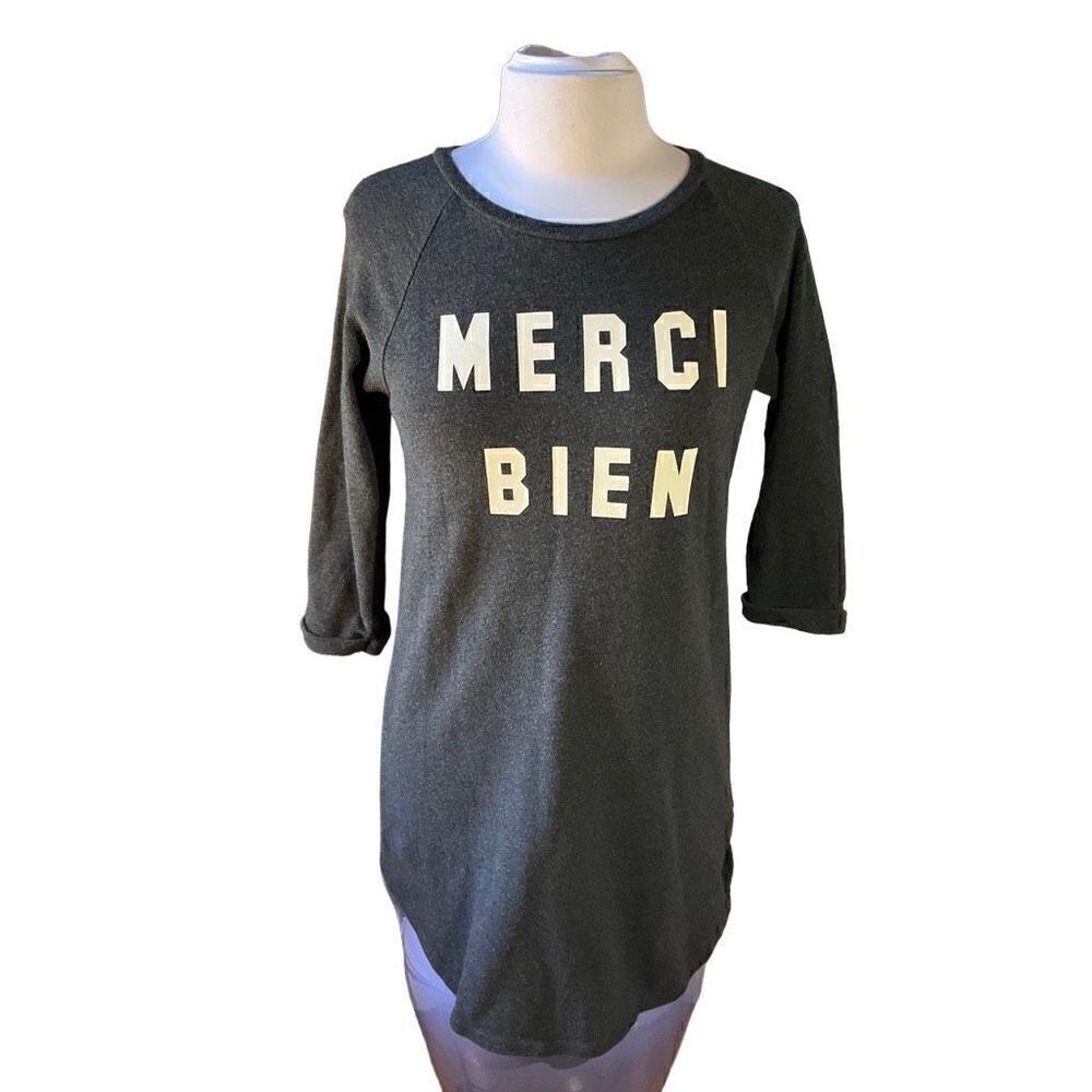 Dark Grey Tunic Long Top, Small. Merci Bien